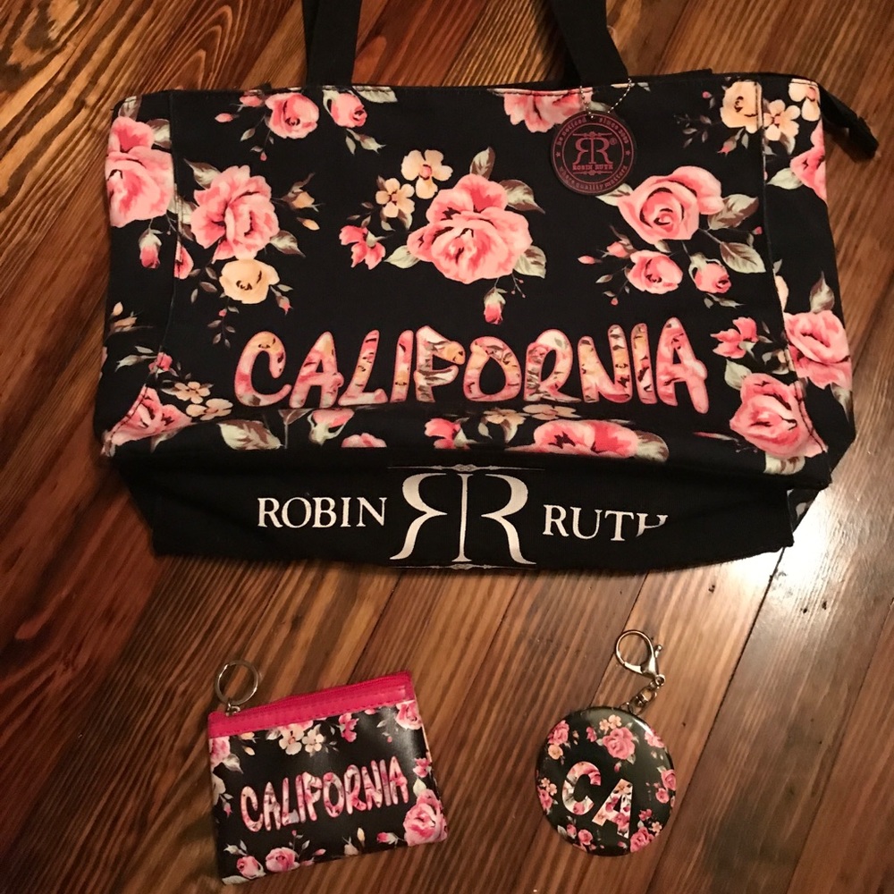 Bag, small zipper bag and keychain mirror